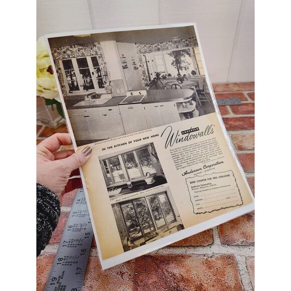 1950 Andersen Windowalls MCM Kitchen Windows Vtg Print Ad Grayscale‎ - Picture 2 of 6